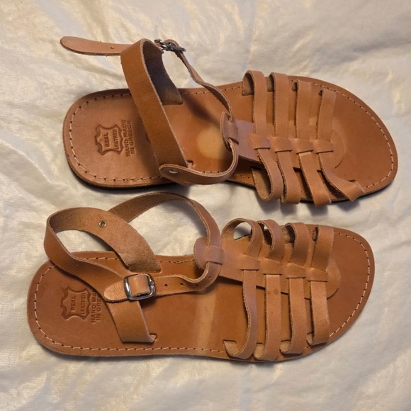 Handmade Leather Sandals from Greece, Sun-tanned, Never Worn, Size 44, NWOT - Picture 4 of 4